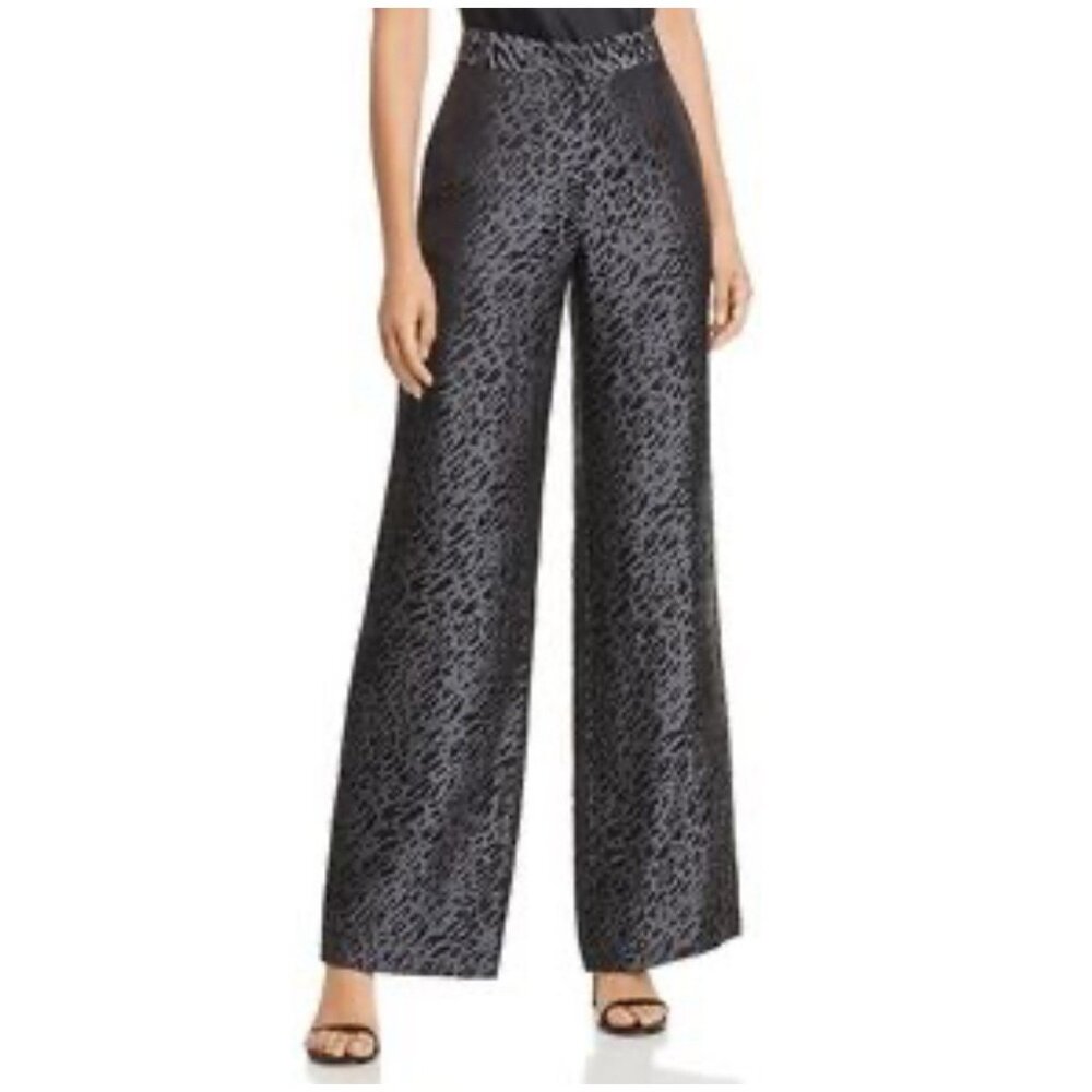 Current Air Pants Womens XS Black Metallic Shimmer High Rise Wide Leg Trousers